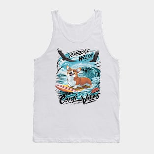 Pembroke Welsh Corgi Surfing The Wave Rider Tank Top